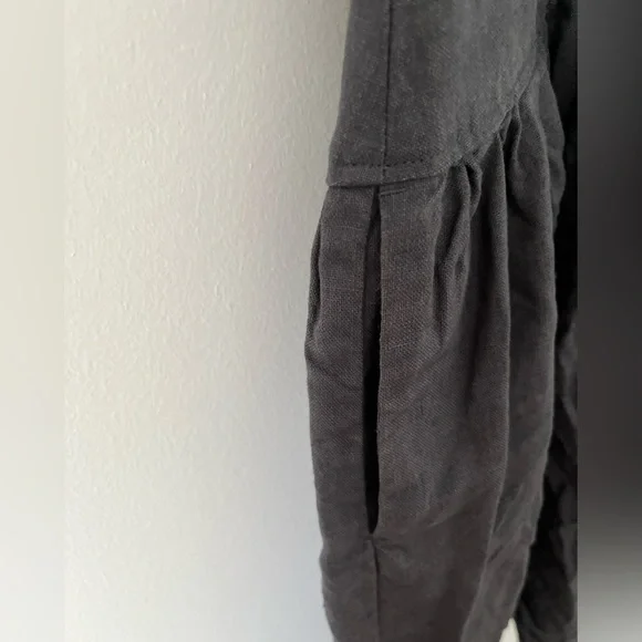 notPERFECTLINEN Volume Dress in Charcoal Blue - Picture 3 of 4